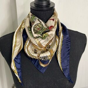 Hugo Buscati Silk triangle scarf equestrian